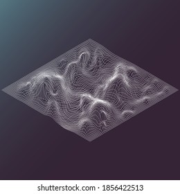 Isometric, Topographic Terrain, Abstract Line Graphics.