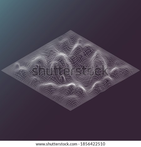 Isometric, Topographic Terrain, Abstract Line Graphics.