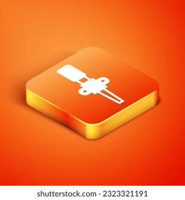 Isometric Torch flame icon isolated on orange background. Symbol fire hot, flame power, flaming and heat.  Vector