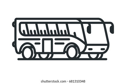 Isometric Tourist Bus Vehicle Minimal Flat Line Outline Stroke Icon Pictogram