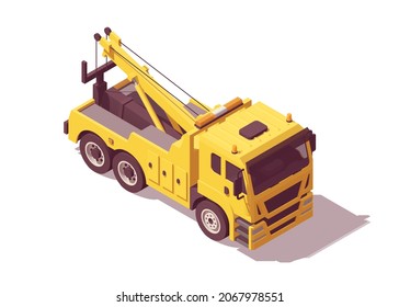 Isometric tow truck. Vector illustration. Collection