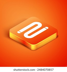 Isometric Towel icon isolated on orange background.  Vector Illustration