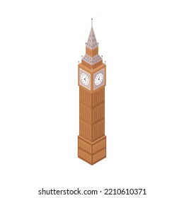 Isometric tower clock big ben on white background 3d vector illustration