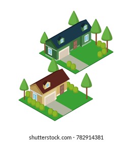 Isometric town 3d