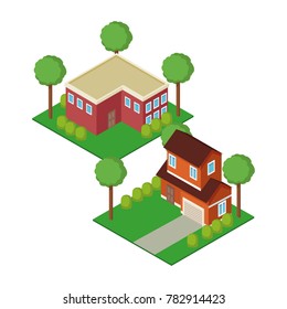 Isometric town 3d