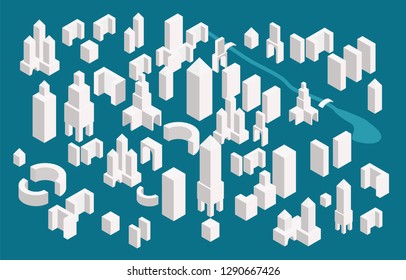 Isometric Resort Hotel City Map Elements Stock Vector (Royalty Free ...