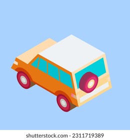 isometric toy car isolated  vector illustration