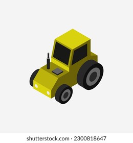 Isometric tractor on a background
