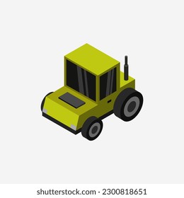 Isometric tractor on a background