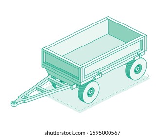 Isometric tractor trailer isolated on white background. Vector illustration.