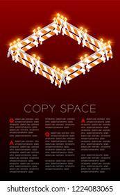 Isometric traffic barriers with light, Square shape concept design illustration isolated on red gradients background with copy space, Editable stroke