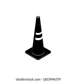 Isometric Traffic Cone Icon Design In Black 