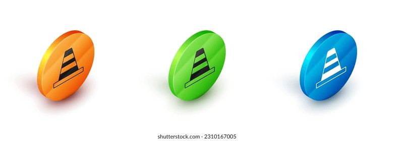 Isometrisches Verkehrssymbol einzeln auf weißem Hintergrund. Circle Button. Vektorgrafik