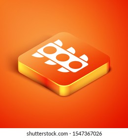 Isometric Traffic light icon isolated on orange background.  Vector Illustration