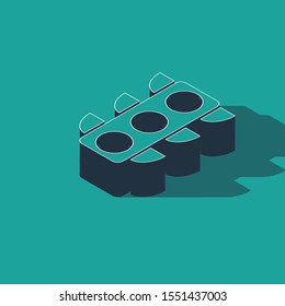 Isometric Traffic light icon isolated on green background.  Vector Illustration