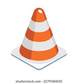 Cono de carretera isométrico sobre fondo blanco 3d ilustración vectorial