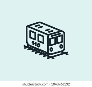 Isometric train icon line isolated on clean background. Isometric train icon concept drawing icon line in modern style. Vector illustration for your web site mobile logo app UI design.