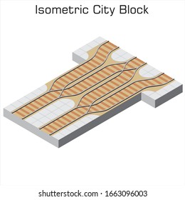 Isometric train railway city 