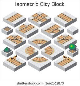 Isometric Train Railway City Set