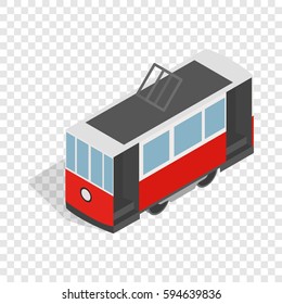 Isometric tram icon. 3d illustration of isometric tram vector icon on a transparent background