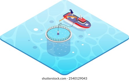 Isometric Transfer Broodstock to the Sea Vector Image