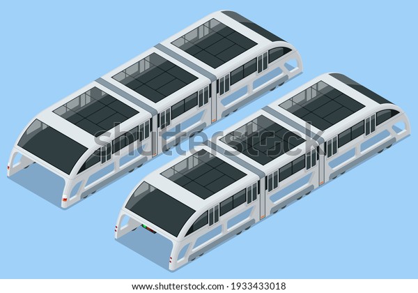 Isometric Transit Elevated Bus in China.\
Straddling bus, straddle bus, land airbus, or tunnel bus Road\
vehicle designed to carry many\
passengers.