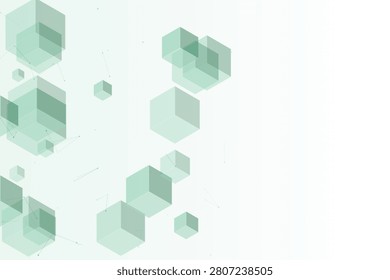 Isometric translucent hexagon cubes network arrangement