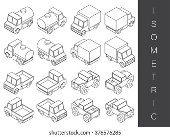 Isometric transport icon set.