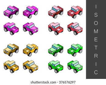 Isometric transport icon set.