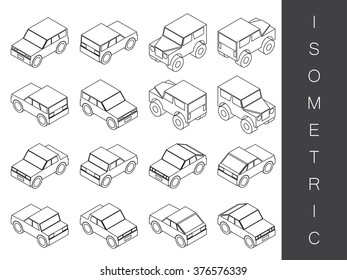 Isometric transport icon set.