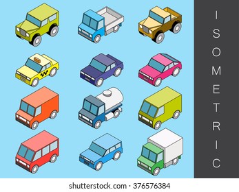 Isometric transport icon set.