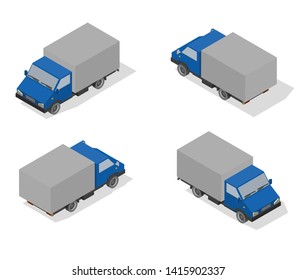 Isometric transport icon set. Simple flat to right, left, forward, backward. Vector