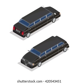 Isometric Transportation. Luxury Limousine Car. Vector flat 3d illustration