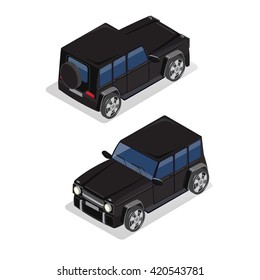 Isometric Transportation. Offroad Car. Vector flat 3d illustration