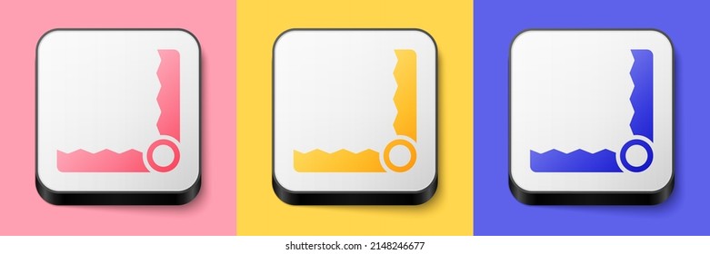 Isometric Trap hunting icon isolated on pink, yellow and blue background. Square button. Vector