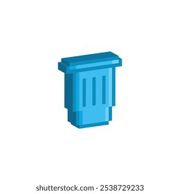 isometric Trash bin icon 8 bit, pixel art garbage icon for game logo.