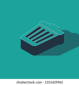 Isometric Trash can icon isolated on green background. Garbage bin sign.  Vector Illustration