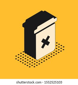 Isometric Trash can icon isolated on yellow background. Delete icon. Garbage bin sign. Recycle basket icon. Office trash icon.  Vector Illustration