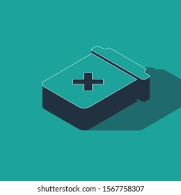 Isometric Trash can icon isolated on green background. Delete icon. Garbage bin sign. Recycle basket icon. Office trash icon.  Vector Illustration