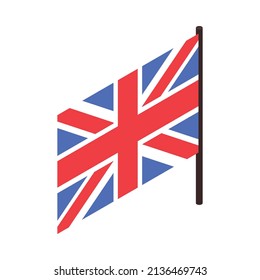 Isometric travel england london composition with isolated image of british national flag on blank background vector illustration