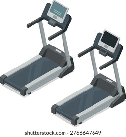 Isometric treadmill workout gym equipment illustration