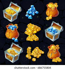 Isometric Treasure Elements Set