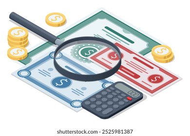 Isometric Treasury Bonds T-Bonds , Municipal or Sovereign Bonds. government bonds are a secure way for investors to earn steady returns while funding essential government projects