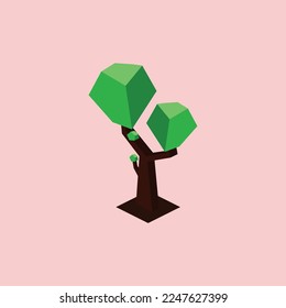 un árbol isométrico con cualquier ilustración diferente puede utilizarse para el diseño de fondo o elemento en el diseño.