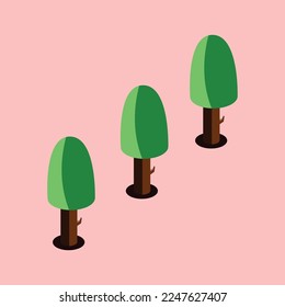 un árbol isométrico con cualquier ilustración diferente puede utilizarse para el diseño de fondo o elemento en el diseño.