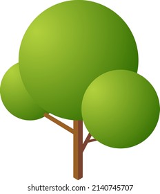 Isometric Tree. Green Sphere Foliage. Urban Greenery