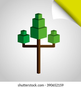 isometric tree icon design 