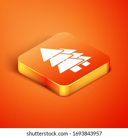 Isometric Tree icon isolated on orange background. Forest symbol. Vector Illustration