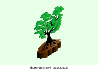 Isometric tree illustration creative concept, simple tree isometric