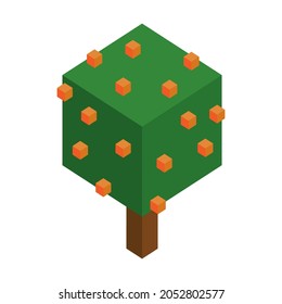Vector de ilustración de árbol isométrico sobre fondo blanco